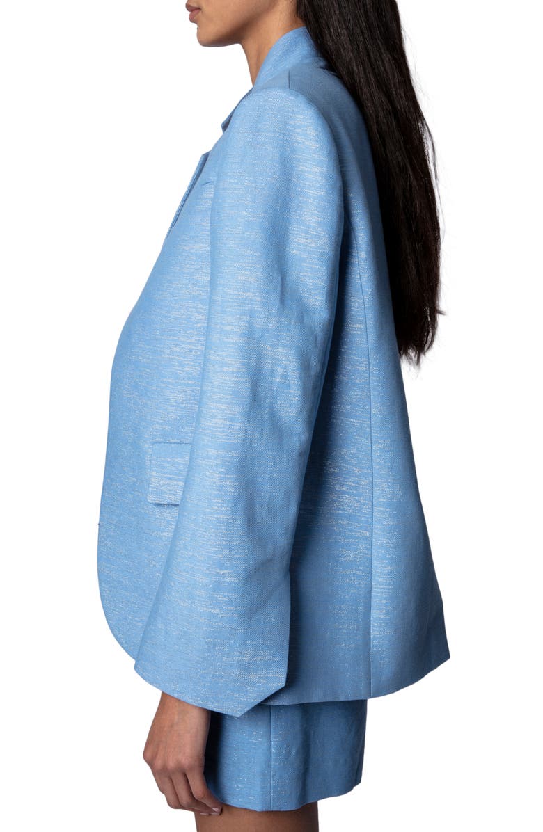 Zadig & Voltaire Very Lin Sparkle Blazer, Alternate, color, Azur