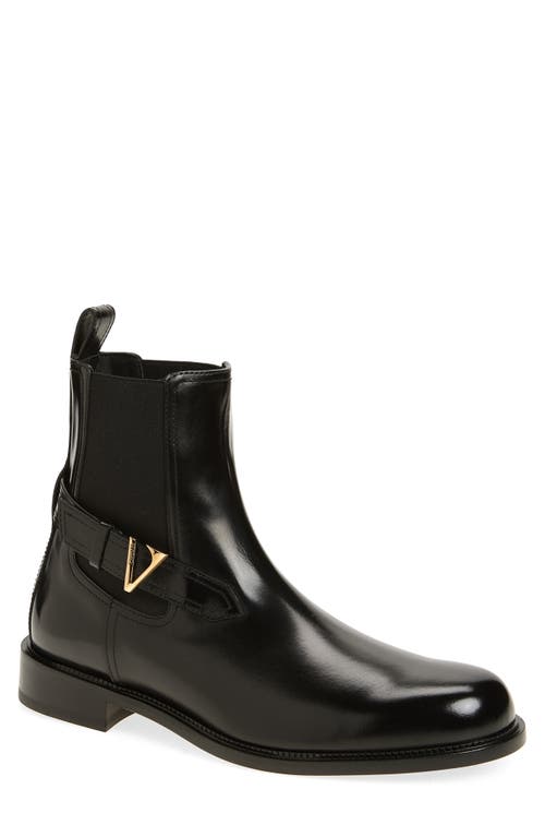 Versace V Leather Chelsea Boots In Multi