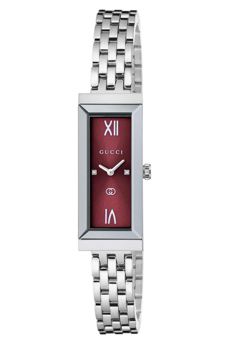 G-Frame Tank Bracelet Watch, 14mm x 34mm, Main, color, RED BURGUNDY