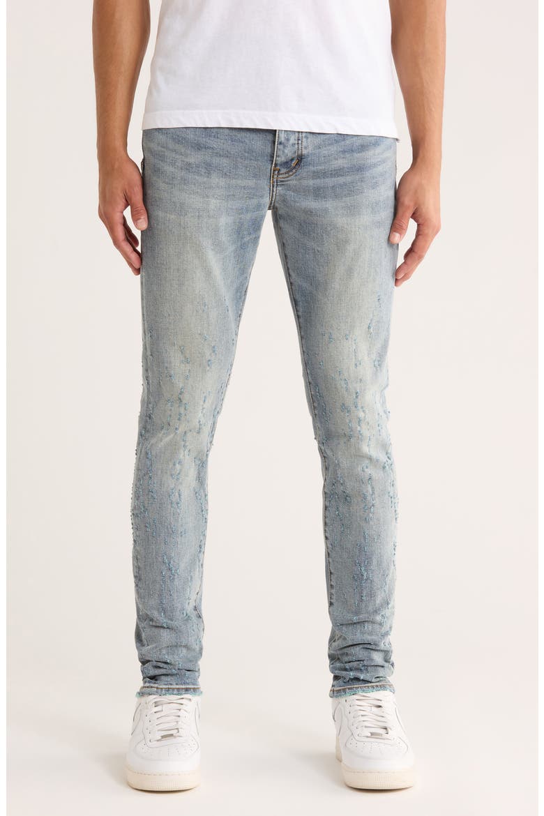 Buckshot Color Weft Stretch Jeans, Main, color, MID INDIGO