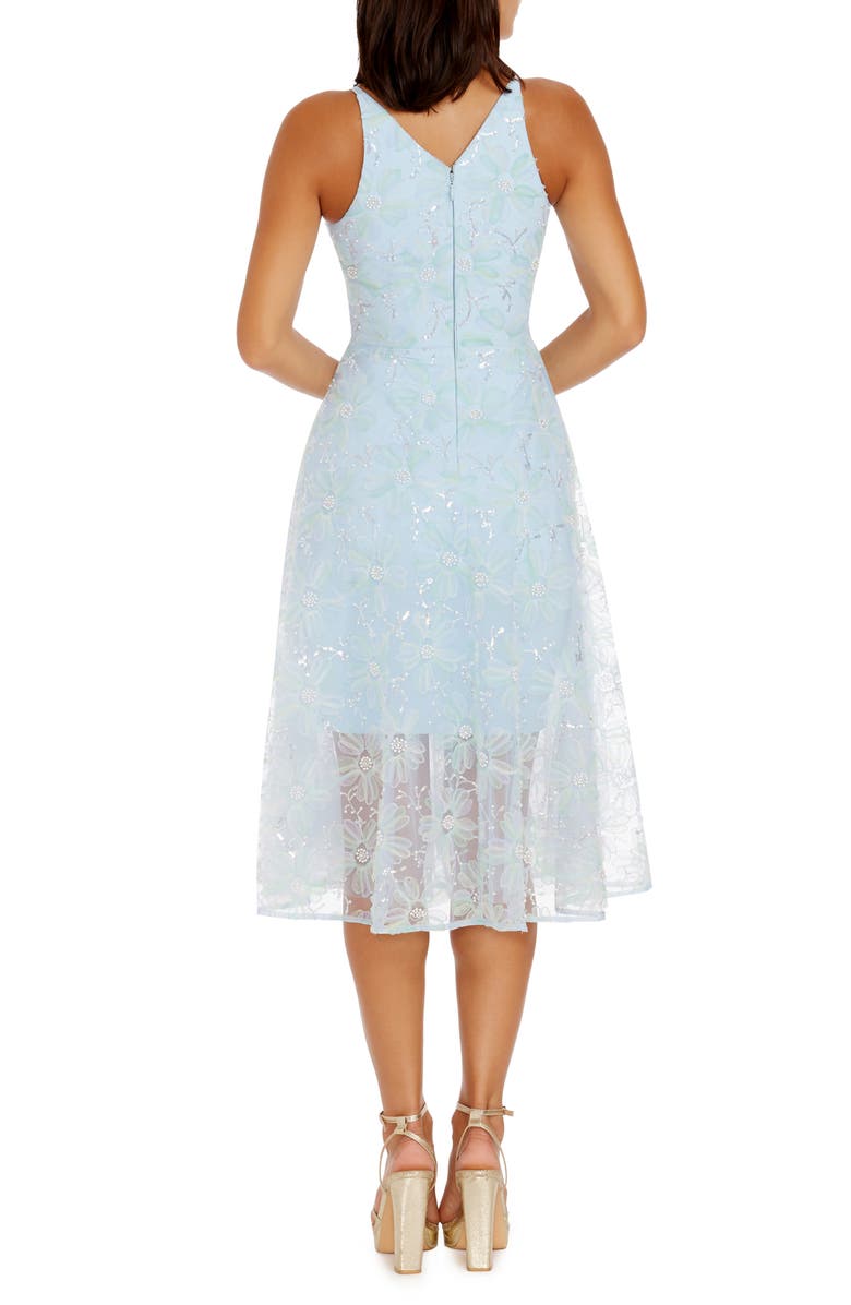 Dress the Population Audrey Beaded Sleeveless Chiffon Dress, Alternate, color, Powder Blue Multi