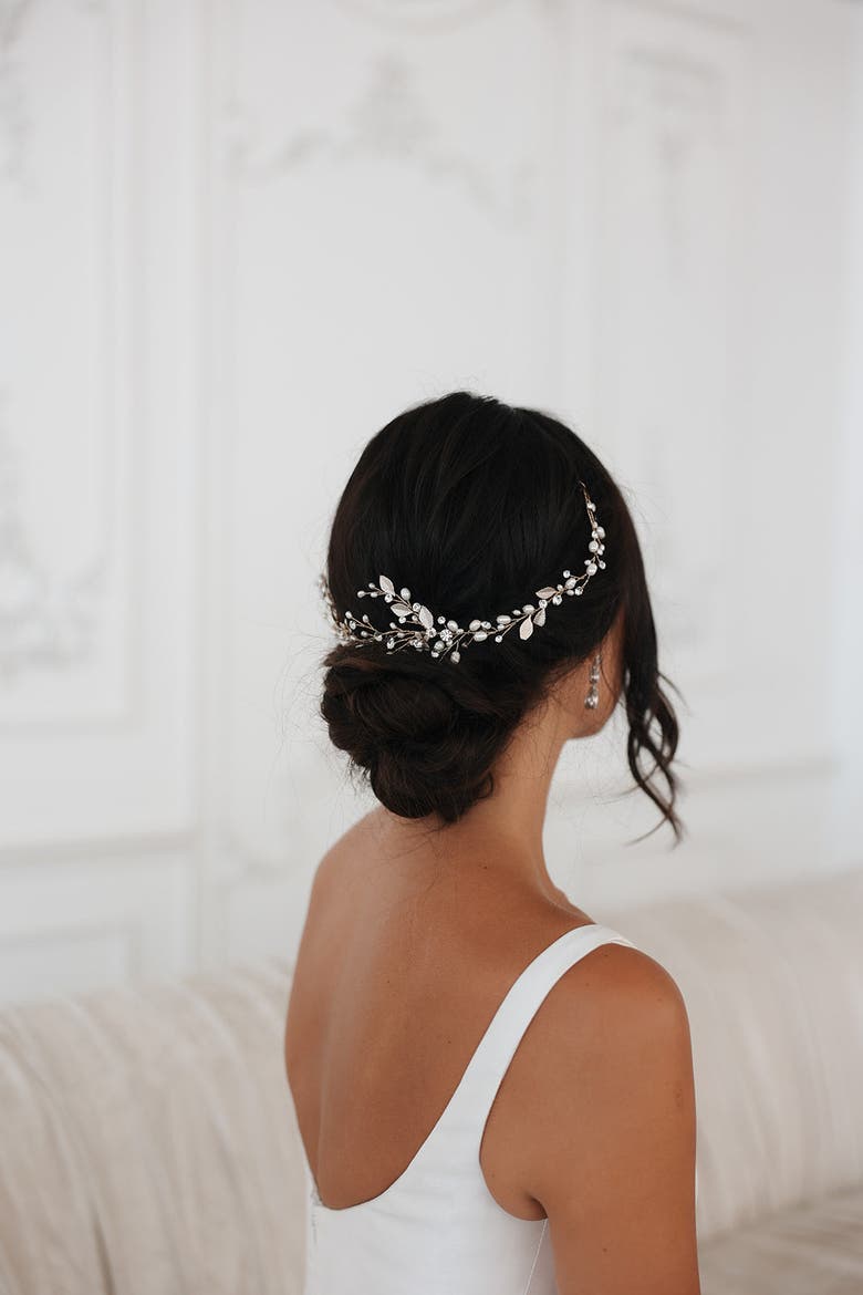 Harlow Pearl and Crystal Hair Vine, Alternate, color, Gold