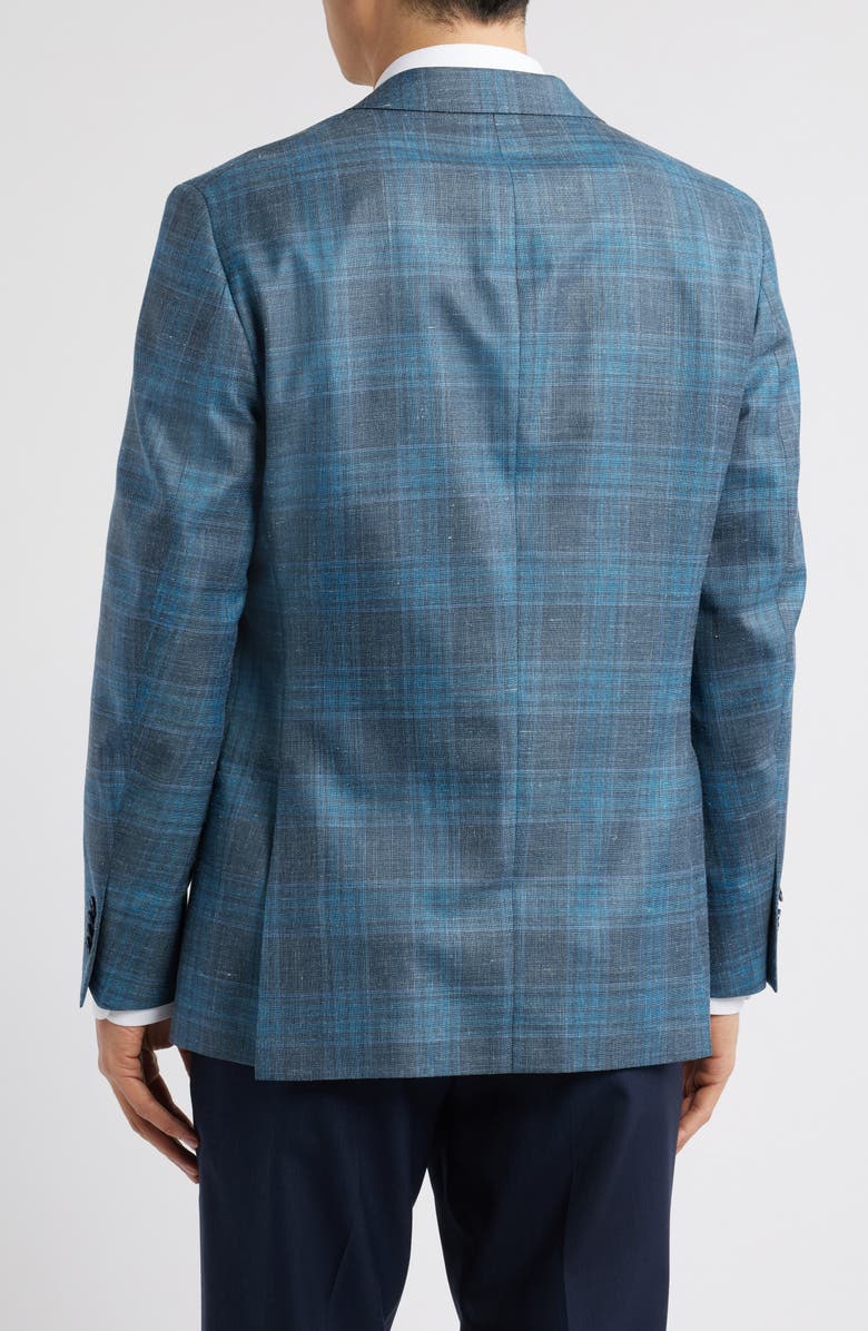 Peter Millar Hyperlight Soft Plaid Wool & Silk Blend Sport Coat, Alternate, color, Green