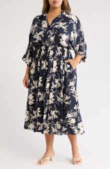 Renee C Floral Collared Jacquard Dress