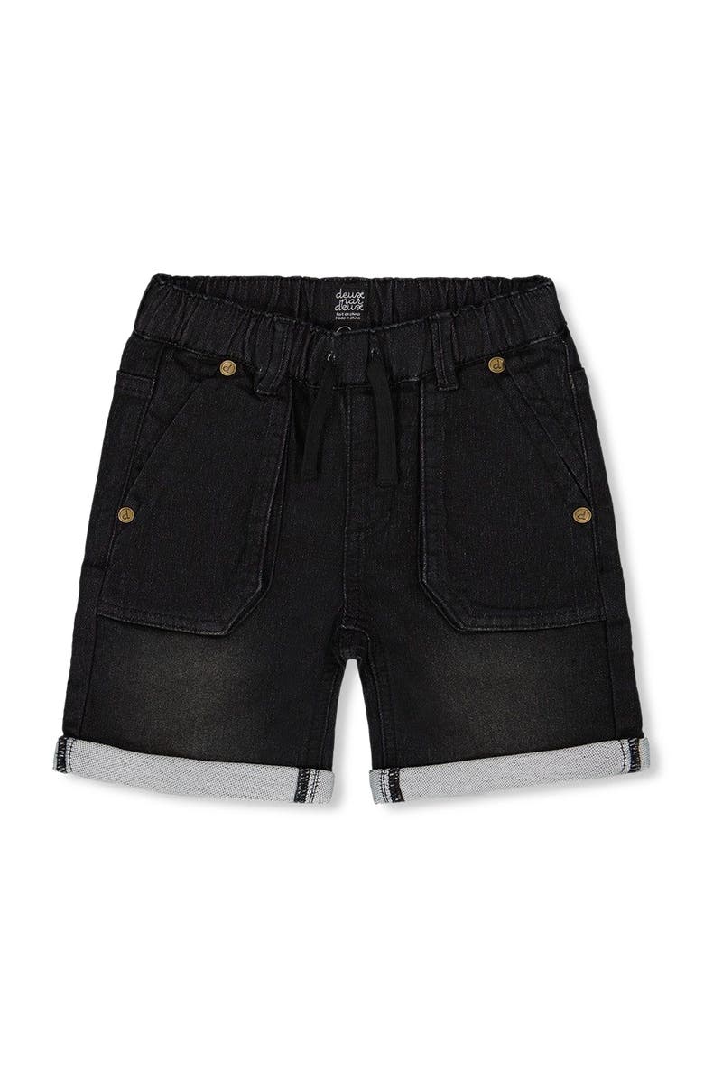 Deux par Deux Baby Boy's French Terry Denim Short Black Jeans, Alternate, color,
