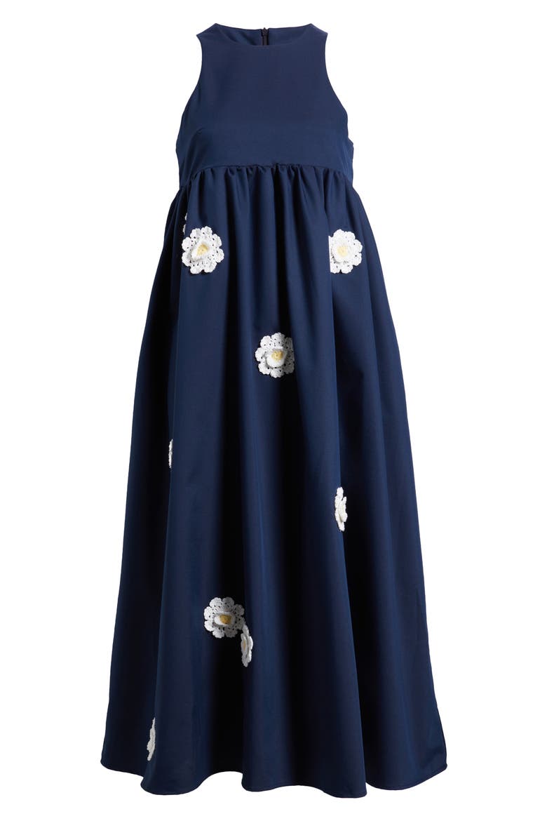 River Flower Sleeveless Maxi Dress, Alternate, color, NAVY