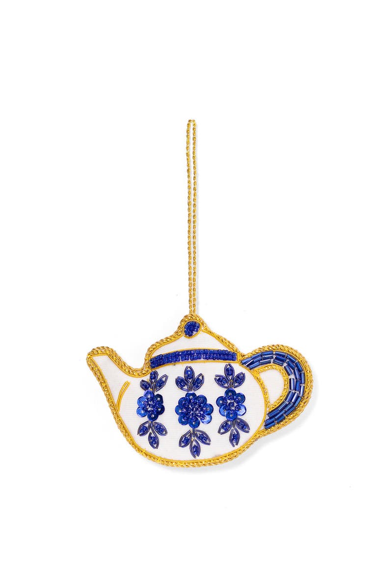 Matr Boomie Larissa Plush Teapot Beaded Fabric Ornament - Embroidered, Main, color, Blue