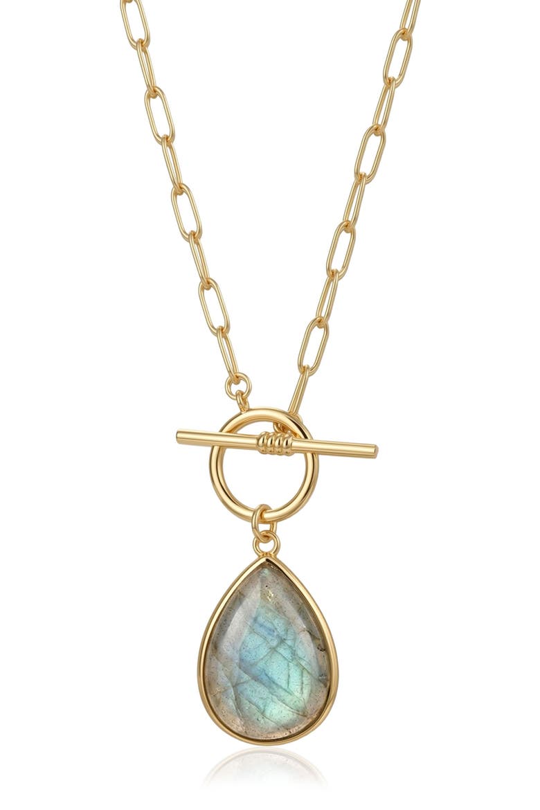 Labradorite Toggle Necklace, Main, color, GREEN/ GOLD