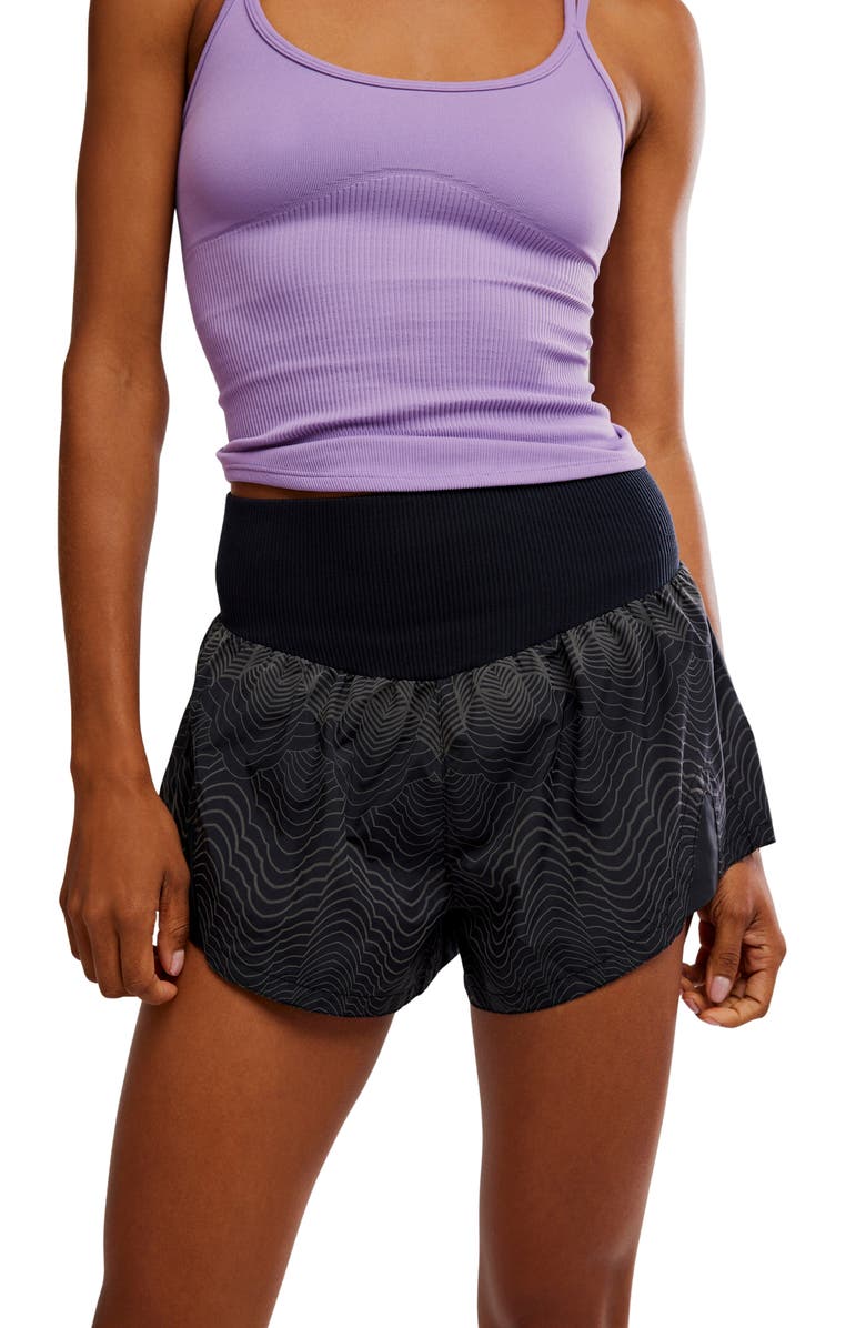 Free People Carpe Diem Reflective Shorts, Alternate, color, Black Combo