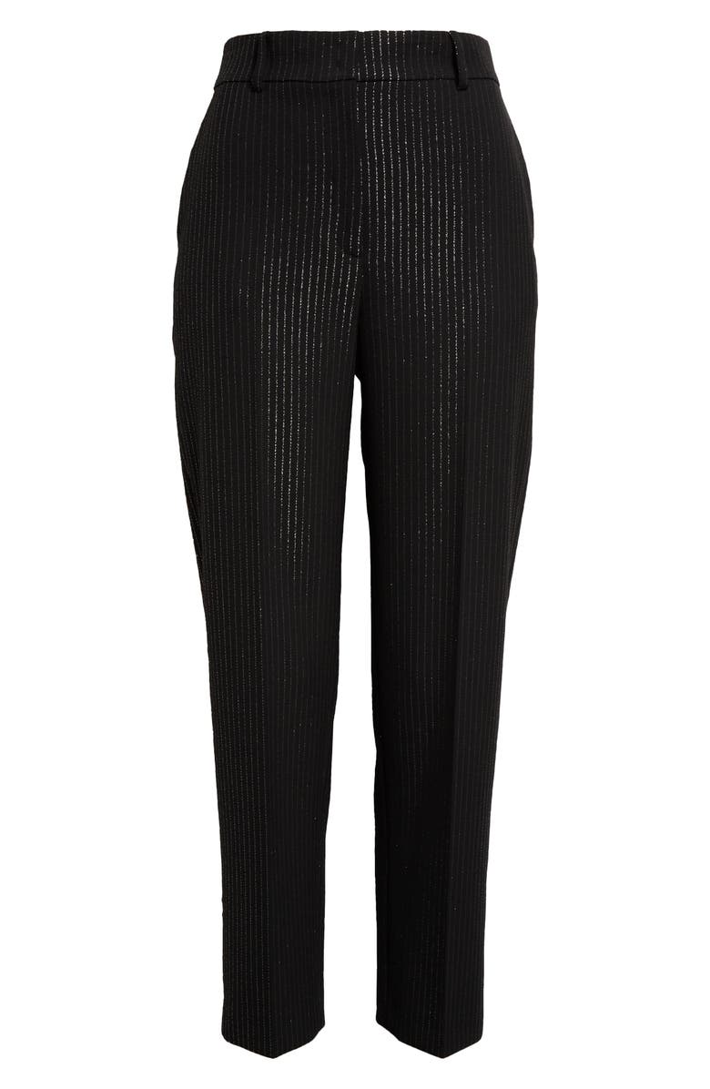 Akris punto Feryn Metallic Pinstripe Ankle Pants, Alternate, color,