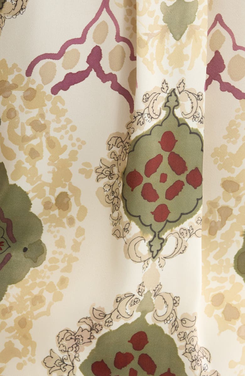 Lysse Ishani Scarf Print Button-Up Satin Shirt, Alternate, color, Placed Artful Scarf