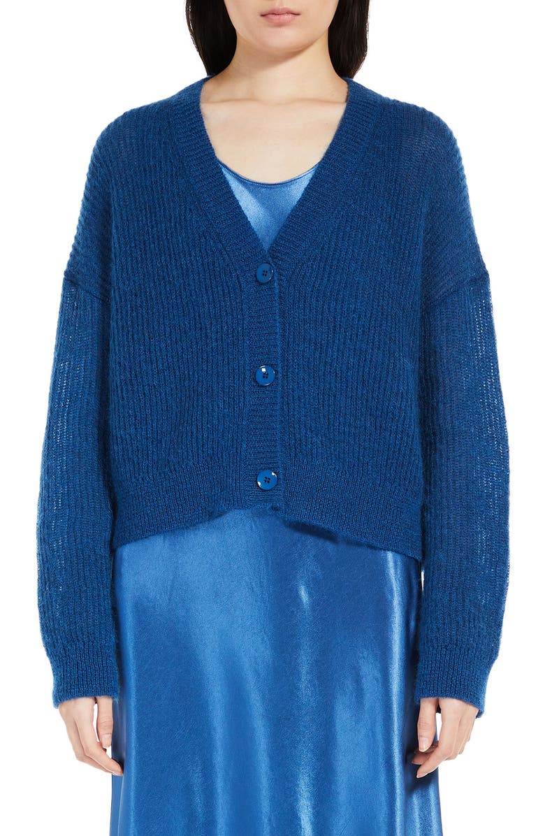 Max Mara Leisure Rugiada Mohair & Wool Blend V-Neck Cardigan, Main, color, 