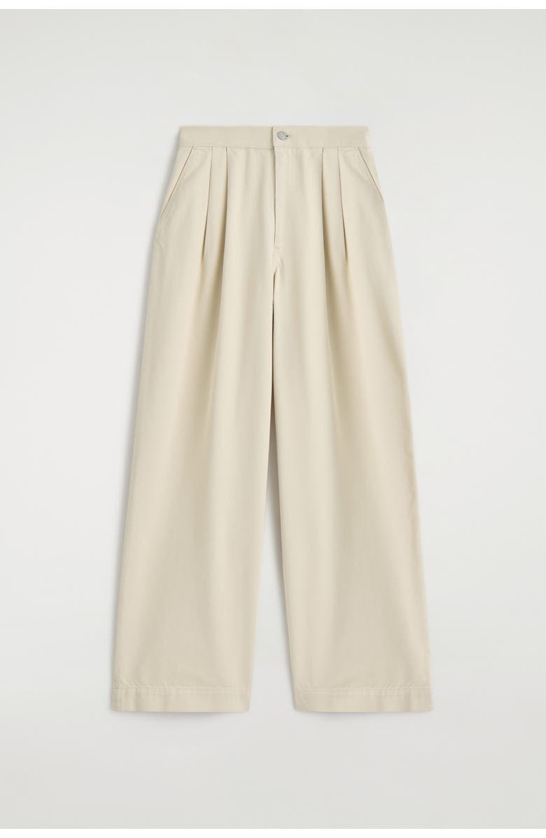 COS Pleated Wide Denim Pants, Alternate, color, Cream