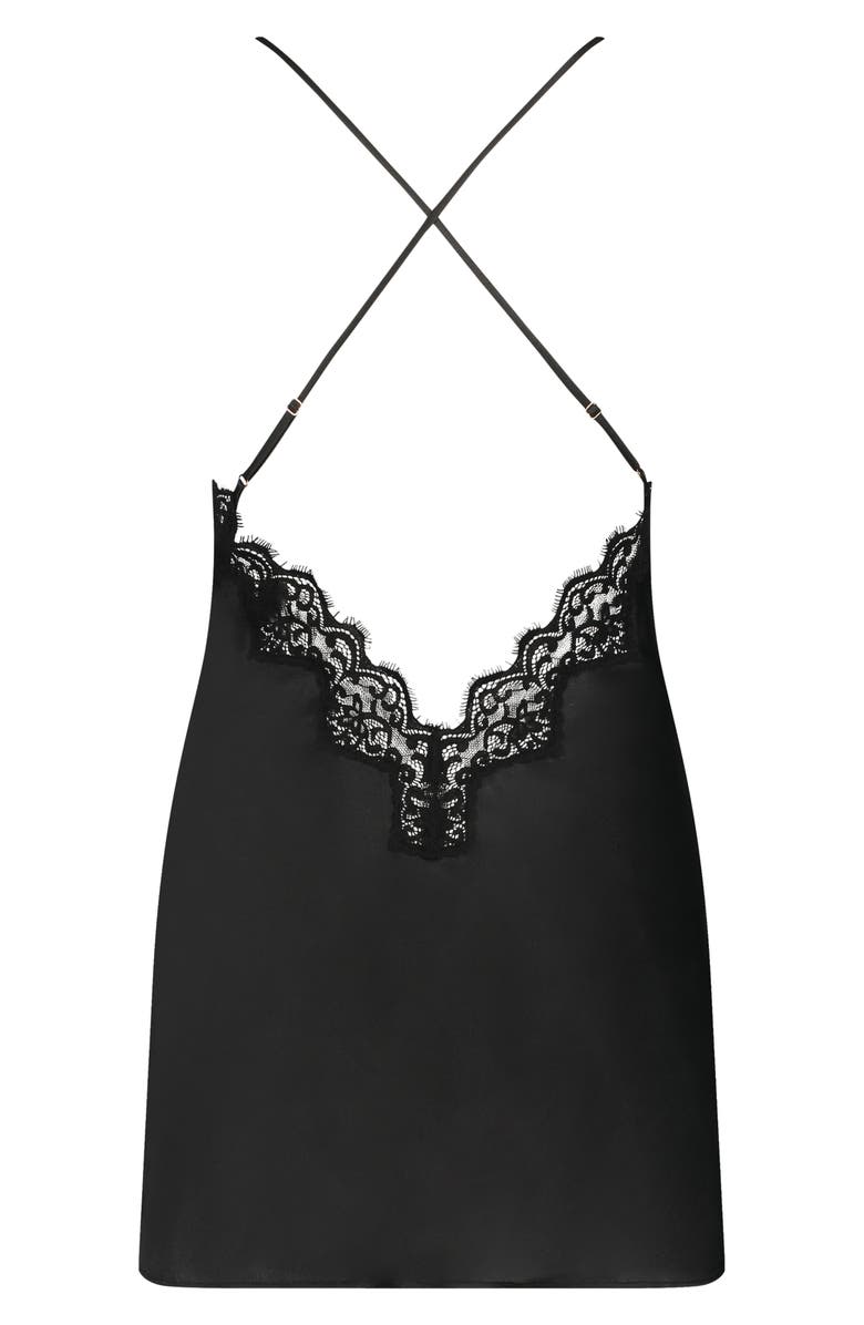 Hunkemöller Mya Lace Trim Satin Chemise, Alternate, color,