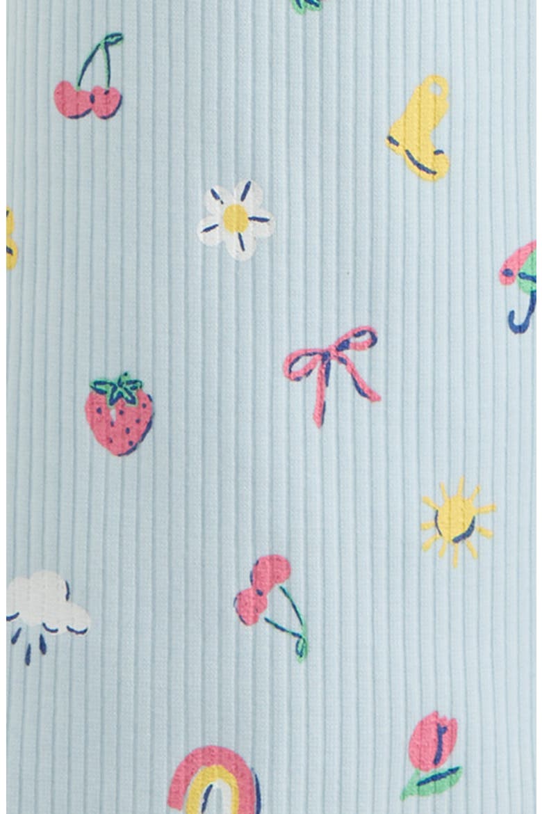 Kids' Rib Print Flare Leggings, Alternate, color, BLUE DELICATE RAINY DAY