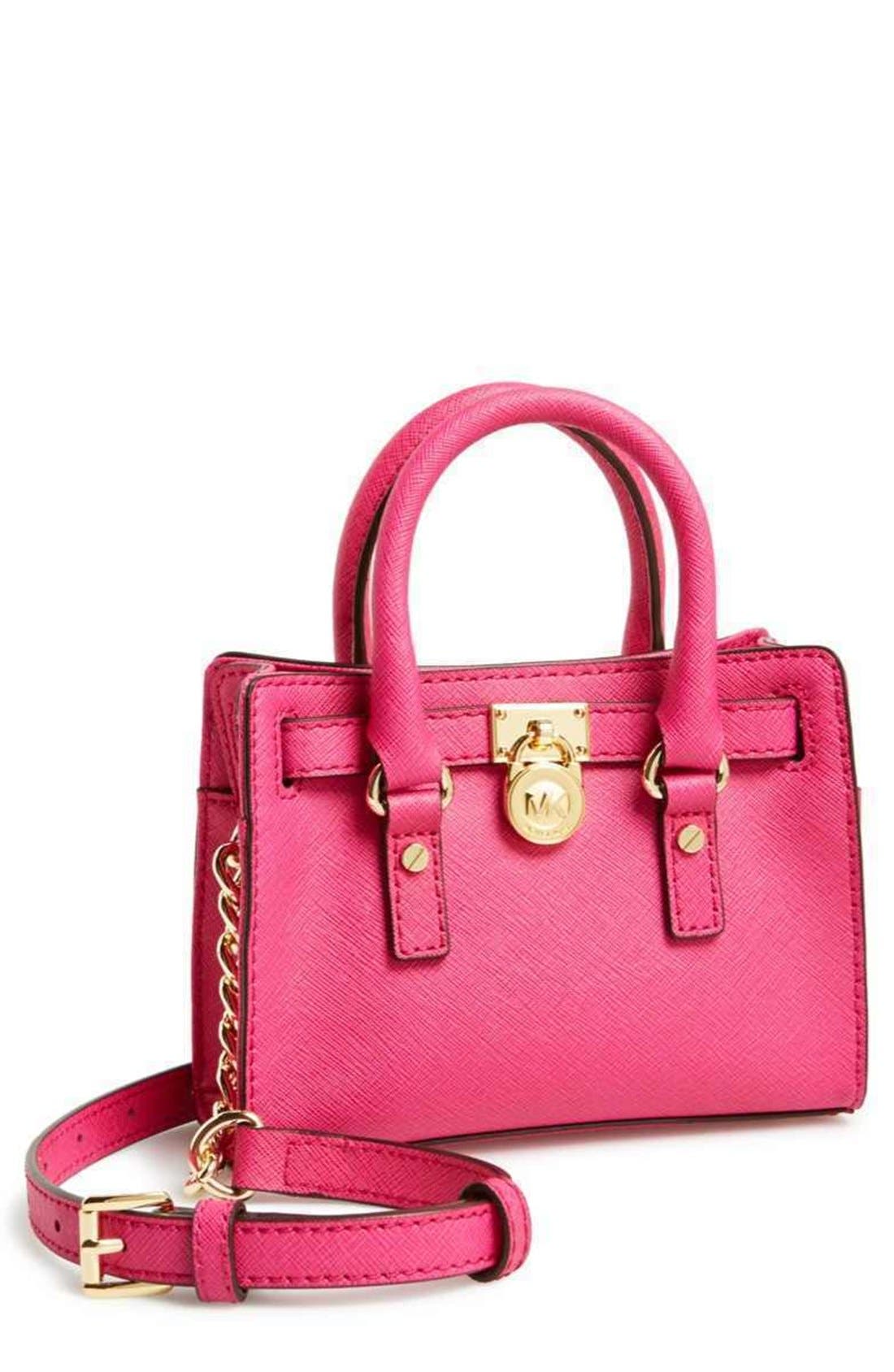 'Hamilton - Mini' Leather Messenger Bag, Main, color, RASPBERRY