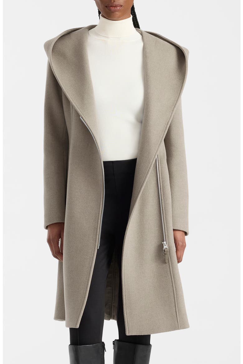 Shia Hooded Wool Coat, Main, color, TAUPE