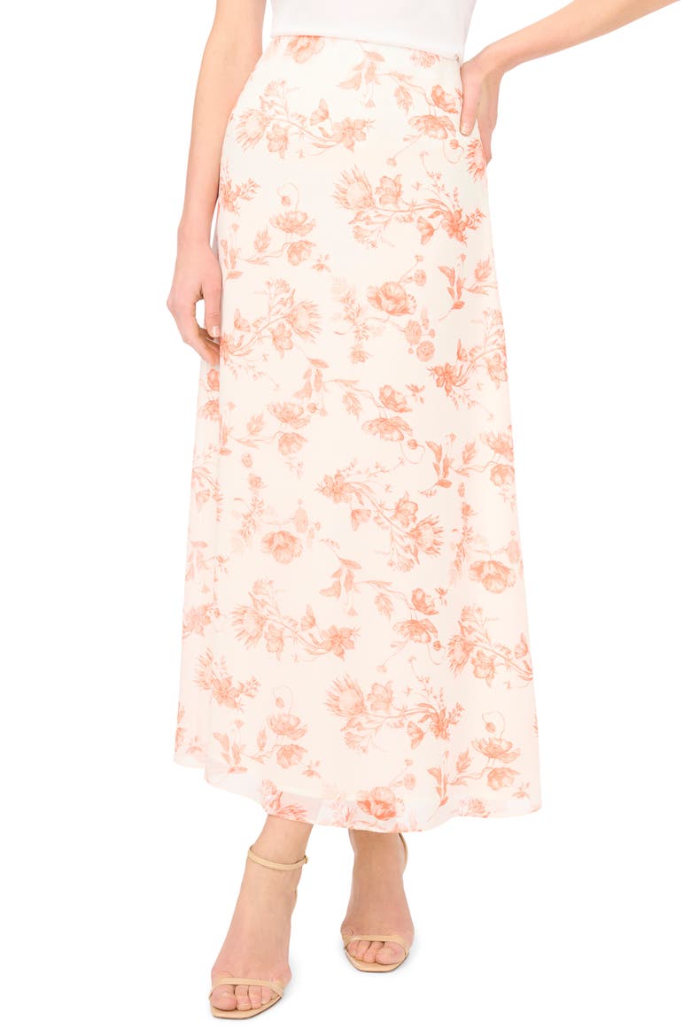 Floral Maxi Skirt, Main, color, PAPAYA PUNCH
