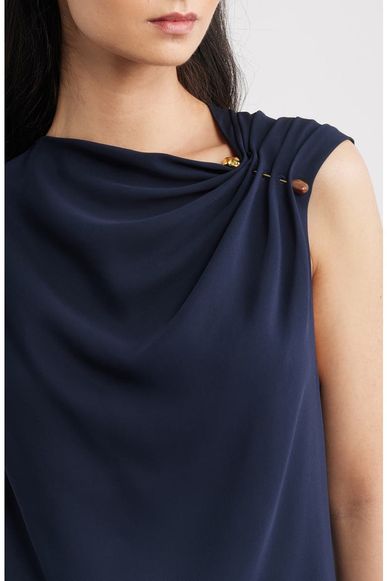 Bannea Pin Detail Crepe Top, Alternate, color, SKY CAPTAIN