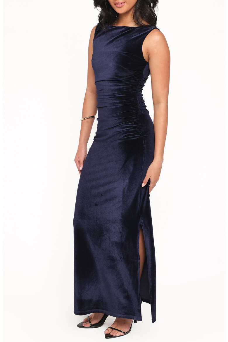 Winton Velvet Ruched Maxi Dress, Alternate, color, MIDNIGHT VELVET