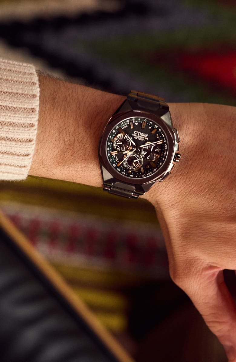 Citizen Attesa Satellite Wave GPS Eco-Drive Super Titanium<sup>™</sup> Bracelet Watch, 43.2mm, Alternate, color, Gray