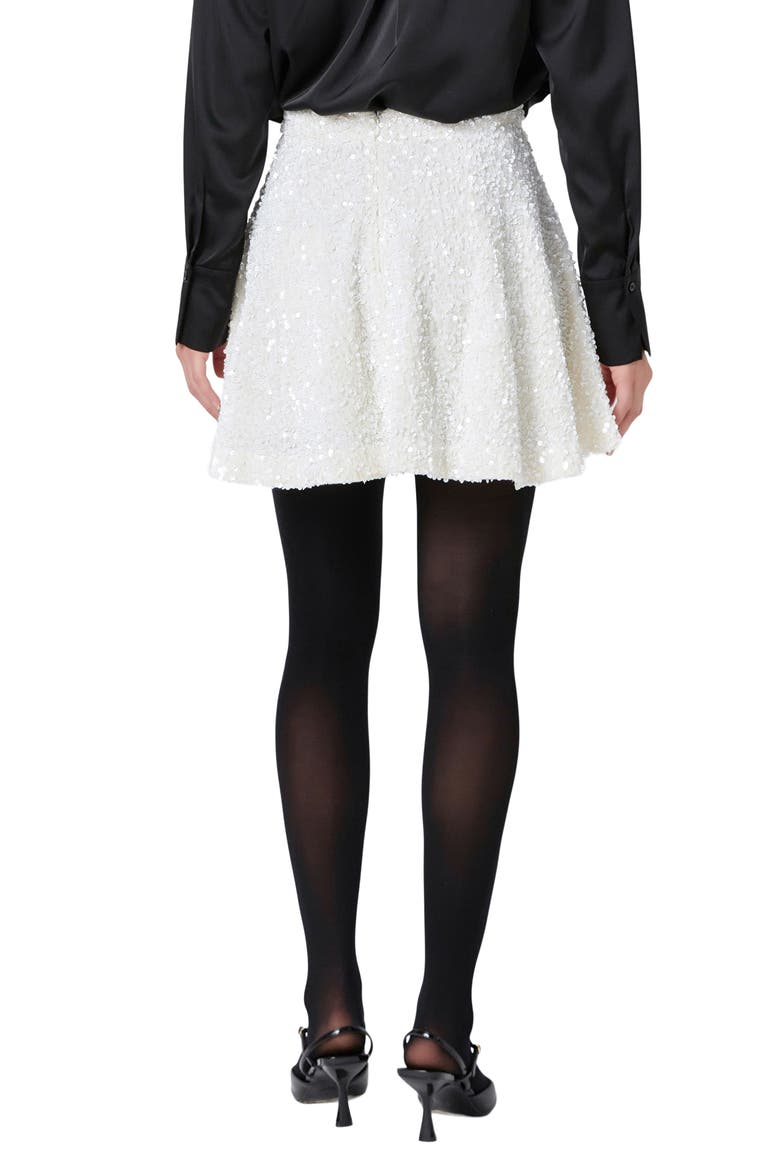 Sequin Flare Miniskirt, Alternate, color, IVORY