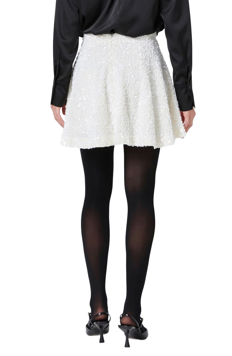 Endless Rose Sequin Flare Miniskirt, Alternate, color, Ivory