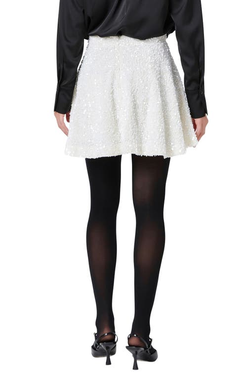 Endless Rose Sequin Flare Miniskirt In Ivory