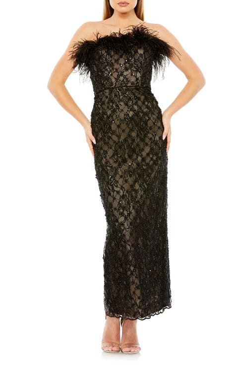 Embellished Strapless Column Dress