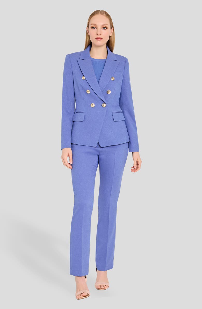 Tahari ASL Double Breasted Twill Blazer, Alternate, color, Deep Peri