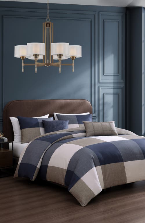 Bebejan Checkered Reversible 5-piece Comforter Set In Blue