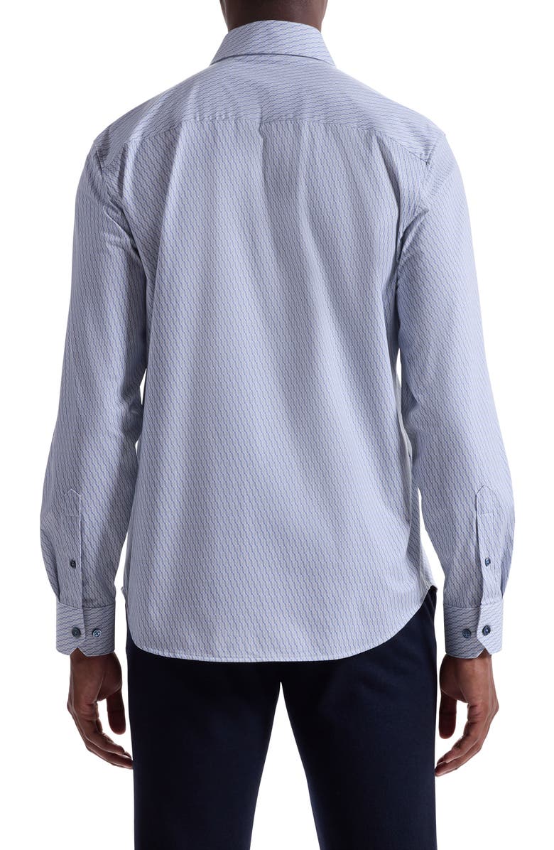 Bugatchi Devon OoohCotton<sup>®</sup> Geo Print Button-Up Shirt, Alternate, color, Air Blue