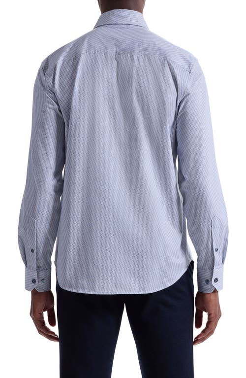 Bugatchi Devon Ooohcotton® Geo Print Button-up Shirt In Blue