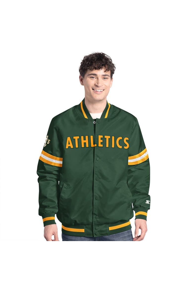 Men's Starter  Green Athletics Scout Full-Snap Varsity Jacket, Main, color, Green