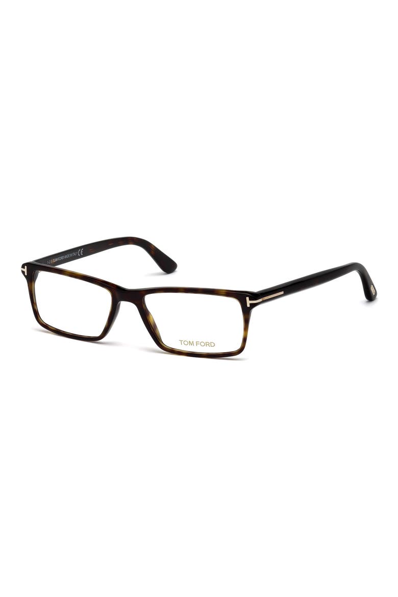 56mm Geometric Optical Glasses, Alternate, color, HAVANA ROSE GOLD / T LOGO
