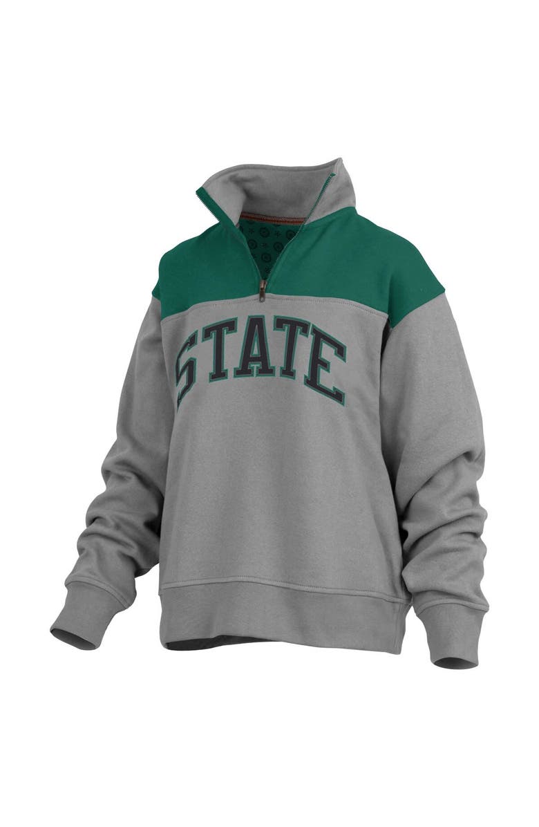 PRESSBOX Women's Pressbox Gray Michigan State Spartans Avon Fleece Quarter-Zip Jacket, Alternate, color, Gray