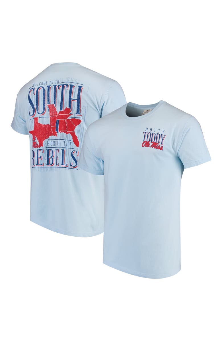 IMAGE ONE Men's Light Blue Ole Miss Rebels Welcome to the South Comfort Colors T-Shirt, Main, color, 