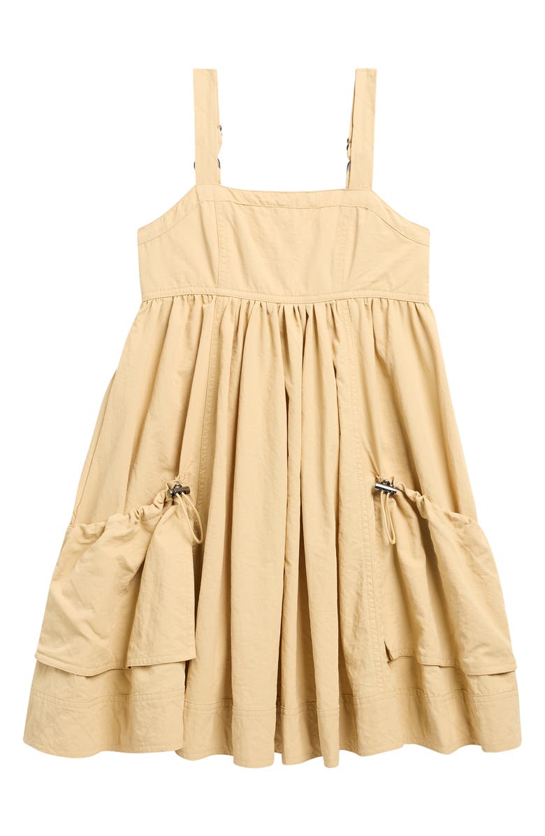 Tractr Kids' Pinafore Pocket Dress, Main, color, Sand Dune