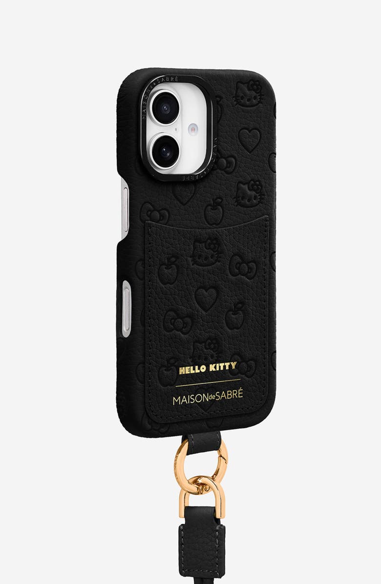 MAISON de SABRÉ Sling Phone Case, Alternate, color, Black Caviar (Hello Kitty)