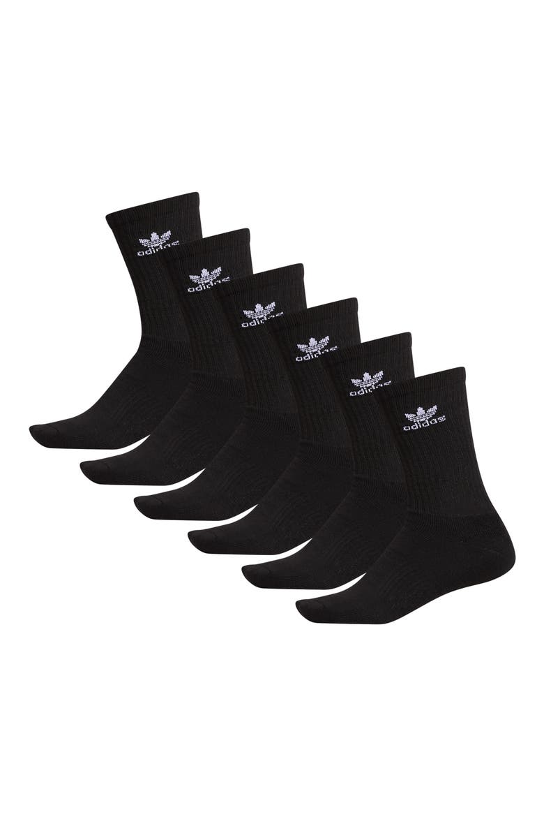 6-Pack Trefoil Performance Crew Socks, Alternate, color, BLACK
