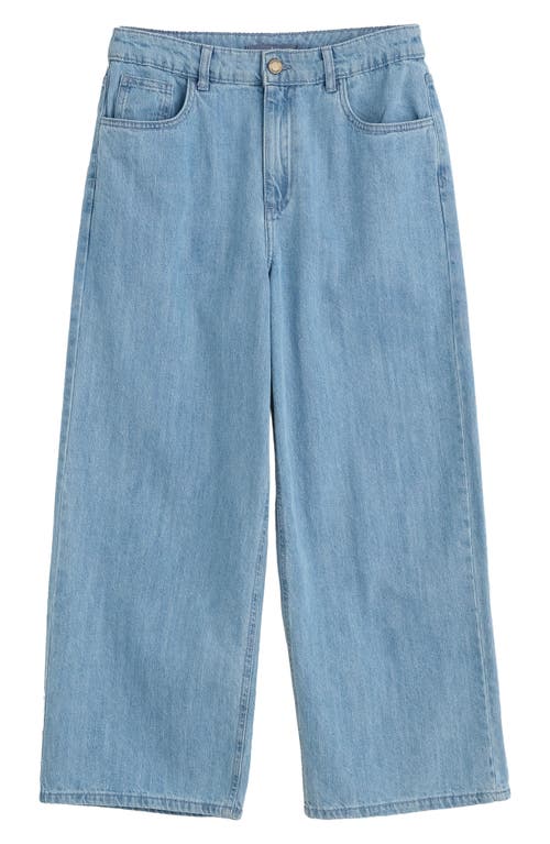 Seasalt Cornwall Barnes High Waist Wide Leg Crop Jeans In Light Wash Rain Slub