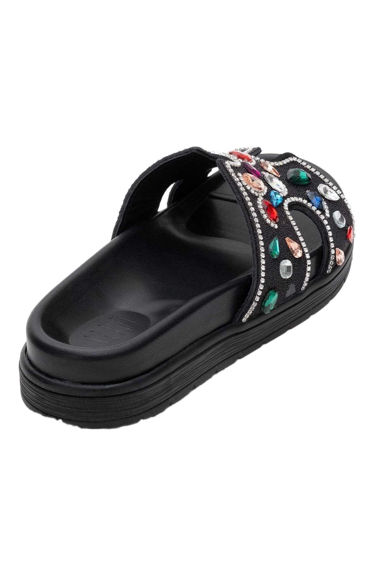 Forever & Always Shoes Denilla Leather Embellished Slide Sandal, Alternate, color, 