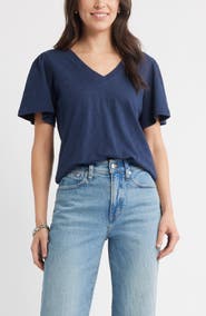Caslon® Bell Sleeve V-Neck T-Shirt