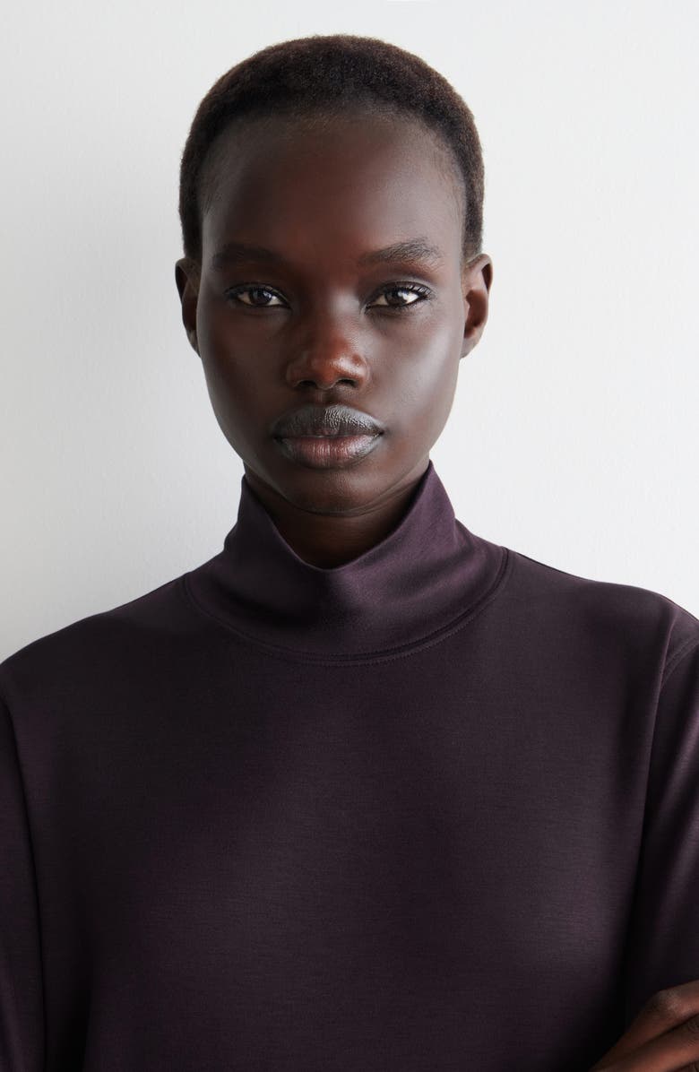 COS Elmas Mock Neck Long Sleeve Top, Alternate, color, Lilac Purple Dark