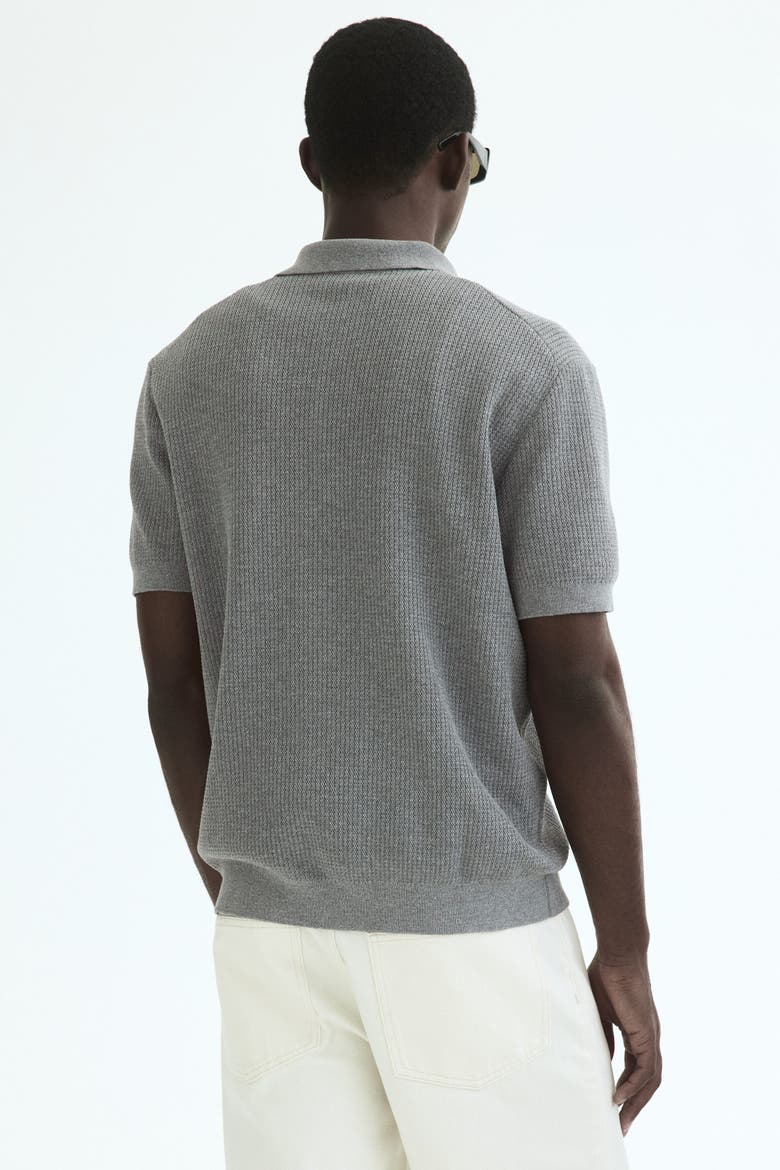 Regular-fit Knit Polo Shirt, Alternate, color, Gray melange