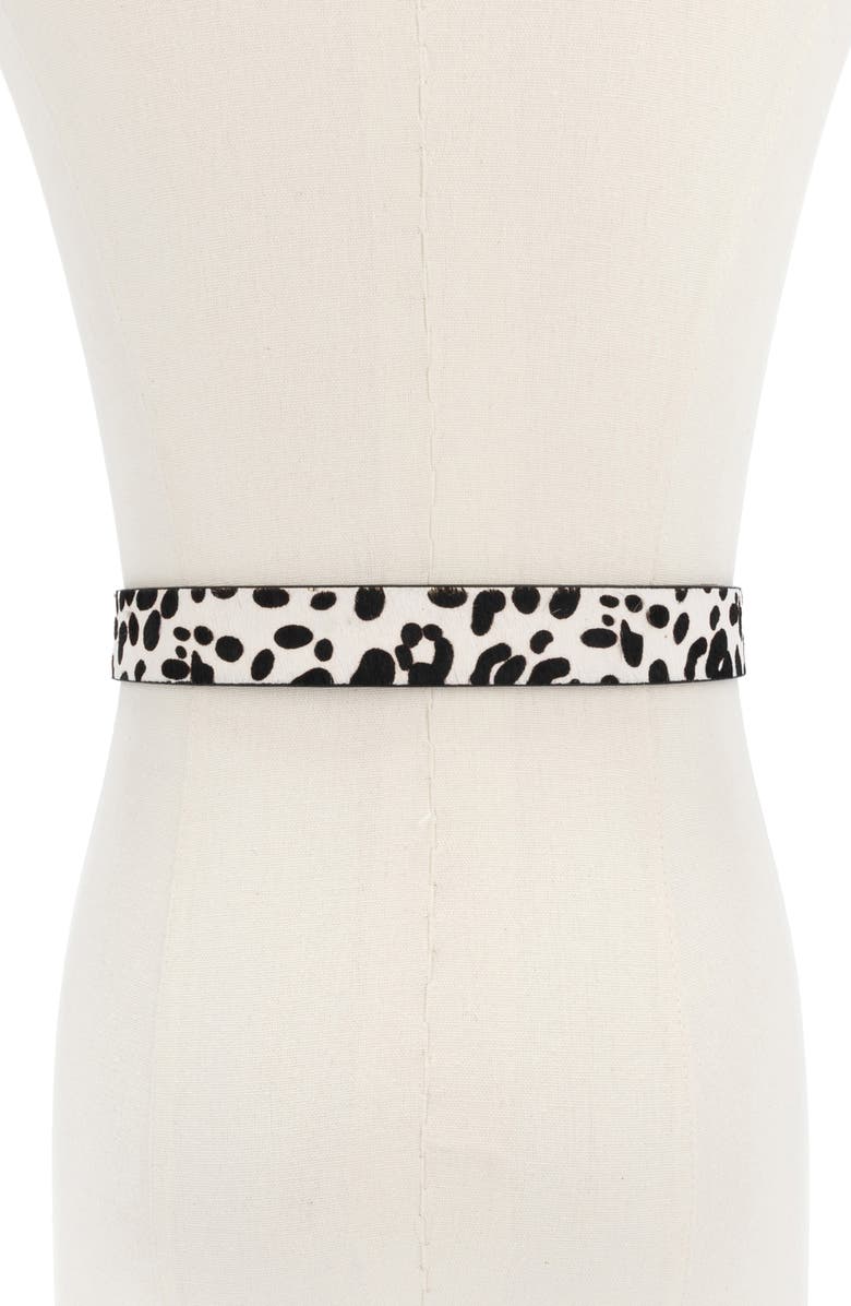Kurt Geiger London Polka Dot Genuine Calf Hair Belt, Alternate, color, Black/ White