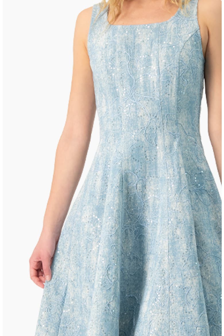 Square Neck Midi Denim Dress, Alternate, color, Blue