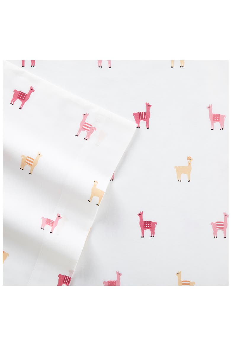 Miss Llama 200 Thread Count Cotton Percale Sheet Set, Alternate, color, DARK PINK