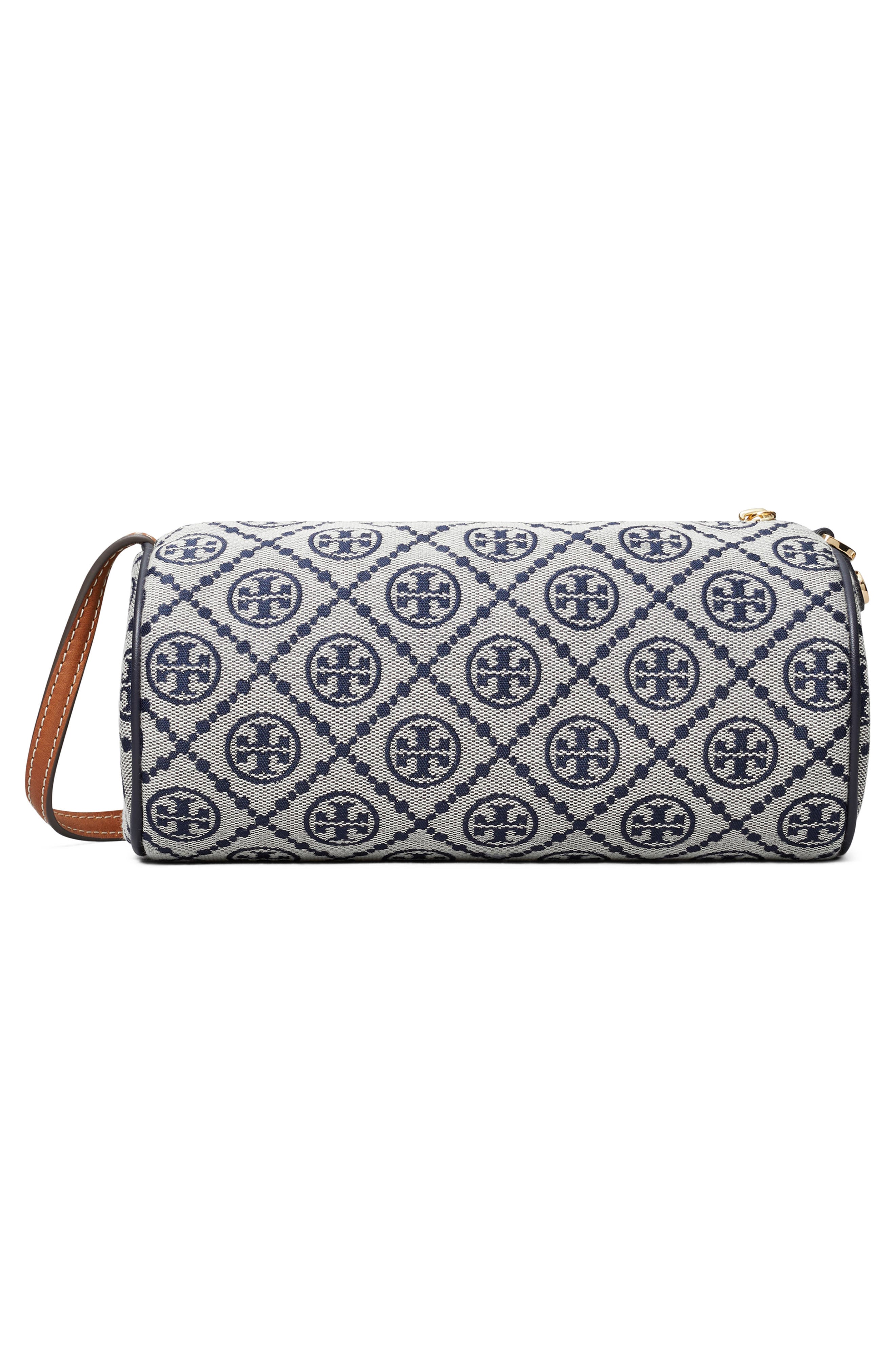 Tory Burch T Monogram Jacquard Cylinder Shoulder Bag, Alternate, color, Tory Navy