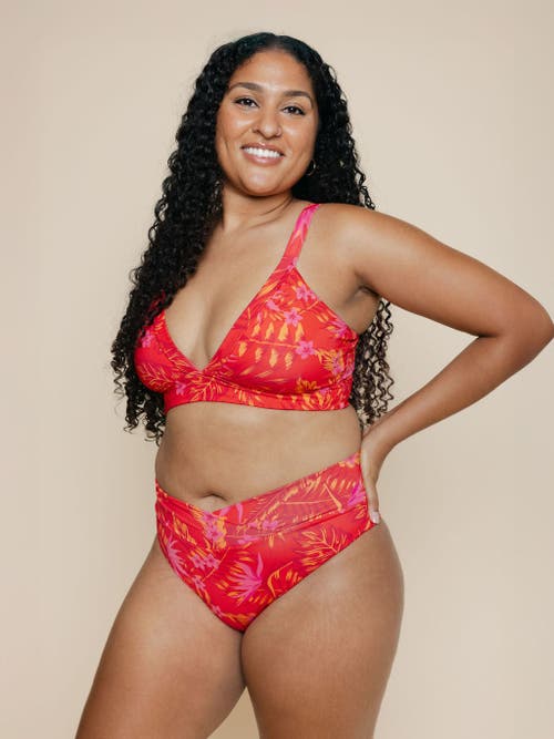 Kitty And Vibe High Hip Crossover Bikini Bottom With Full Coverage In Multi